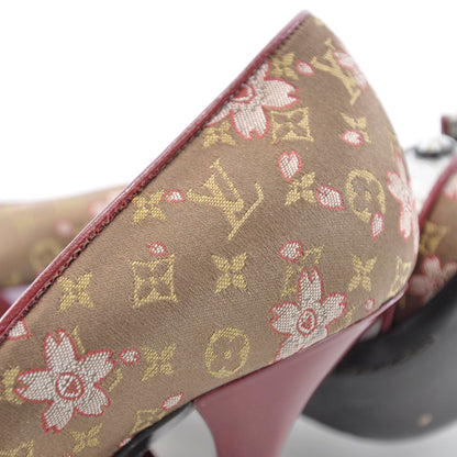 Louis Vuitton Satin Monogram Cherry Blossom Peep Toe Heels 36 7 of 9