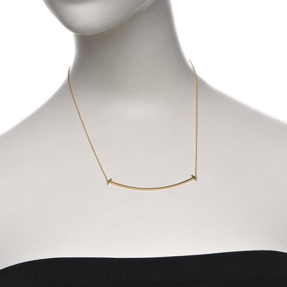 Tiffany 18K Yellow Gold Large T Smile Pendant Necklace 2 of 8