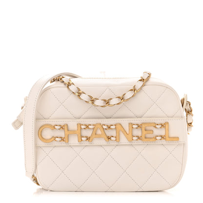 Chanel Calfskin Quilted Enchained Camera Case Bag White 1 of 15