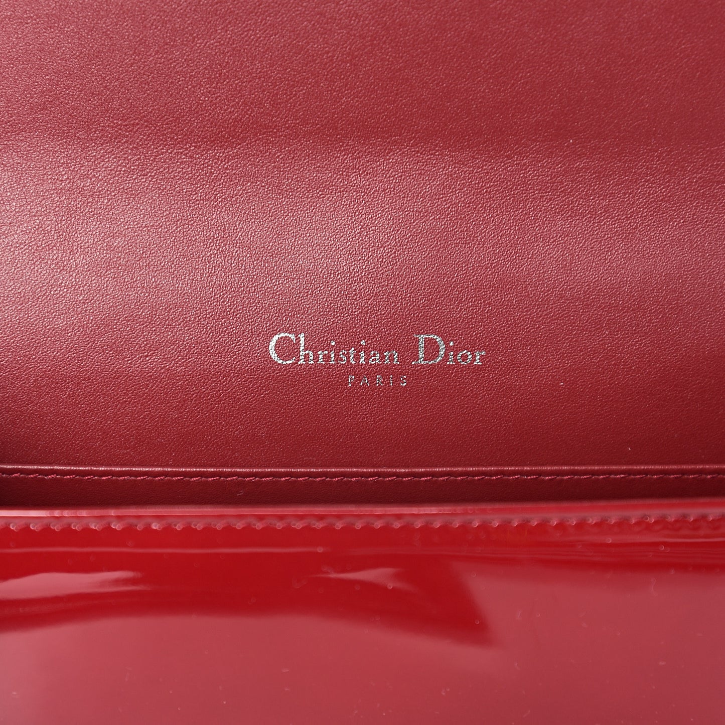 Patent Cannage Lady Dior Clutch Red