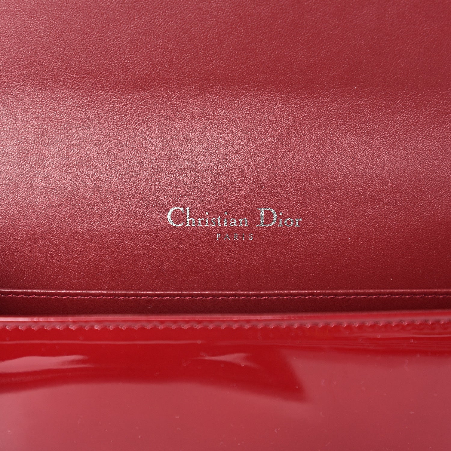 Christian Dior Patent Cannage Lady Dior Clutch Red 5 of 10