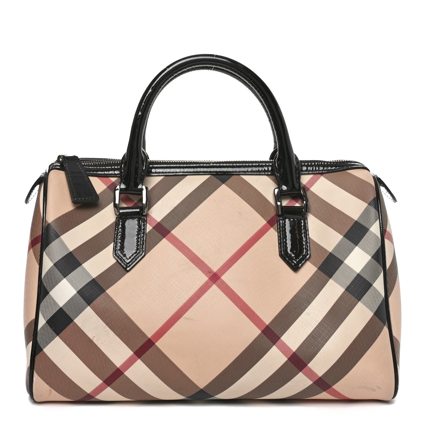 Burberry Nova Check Patent Small Chester Bowling Bag Black 1 of 10