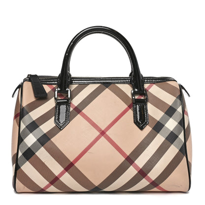 Burberry Nova Check Patent Small Chester Bowling Bag Black 1 of 10