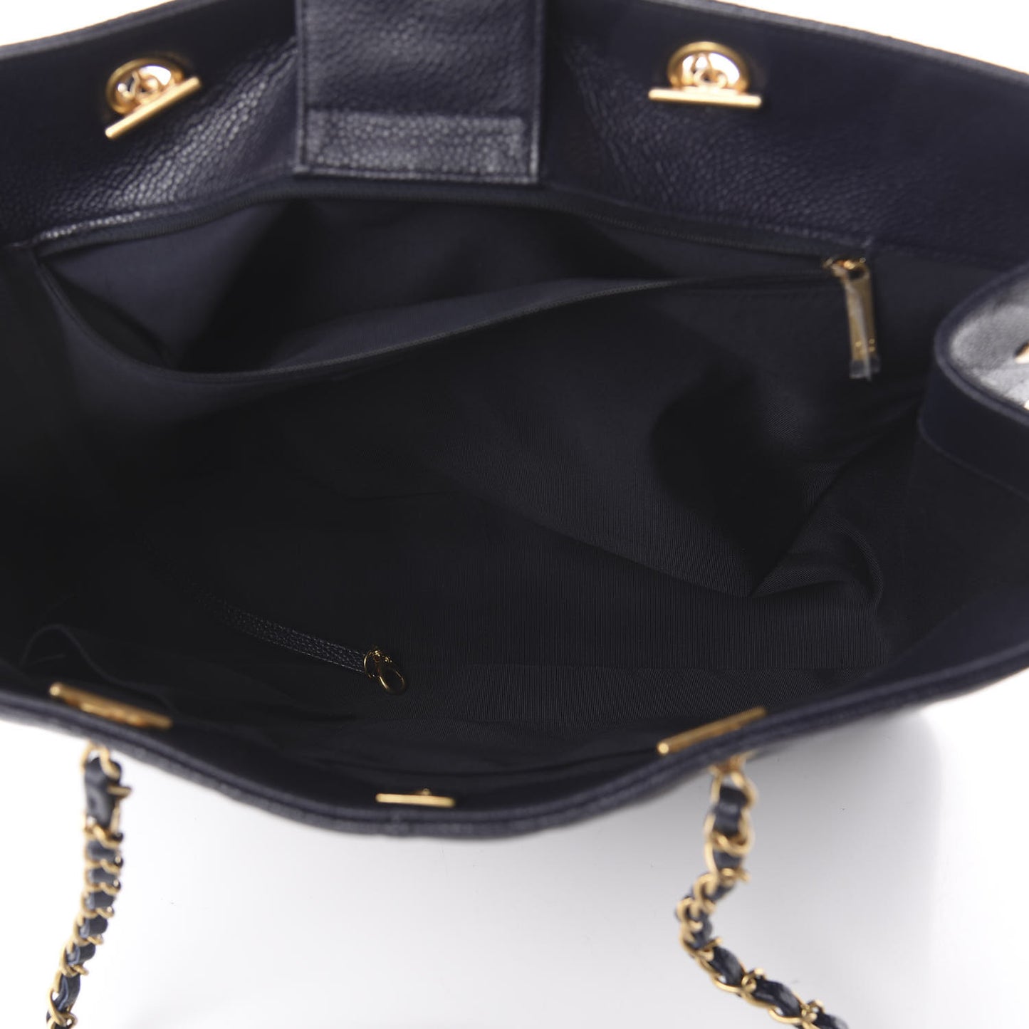 Caviar Quilted Large CC Shopping Tote Navy