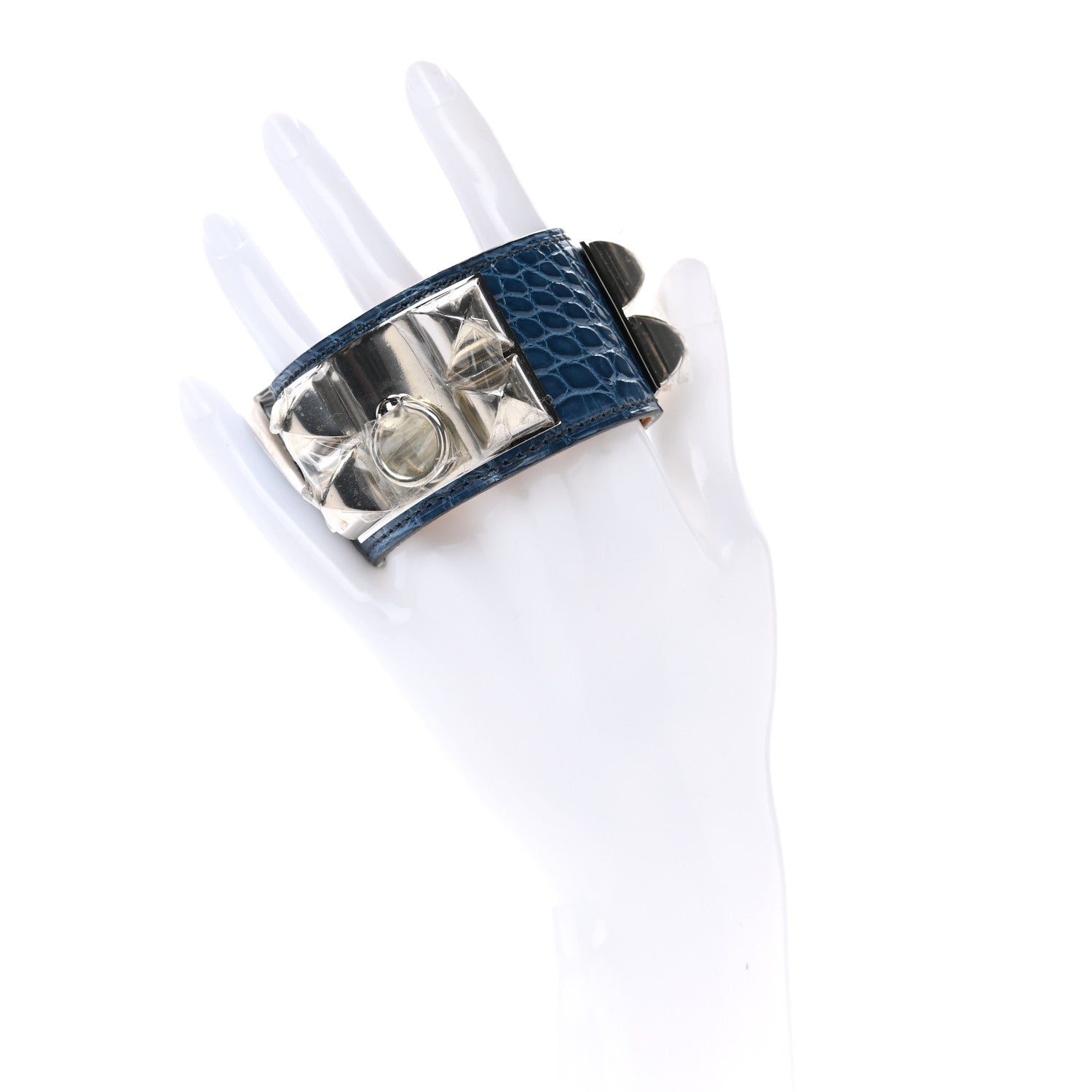 Hermes Matte Alligator Collier De Chien CDC Bracelet S Bleu De Malte 2 of 5