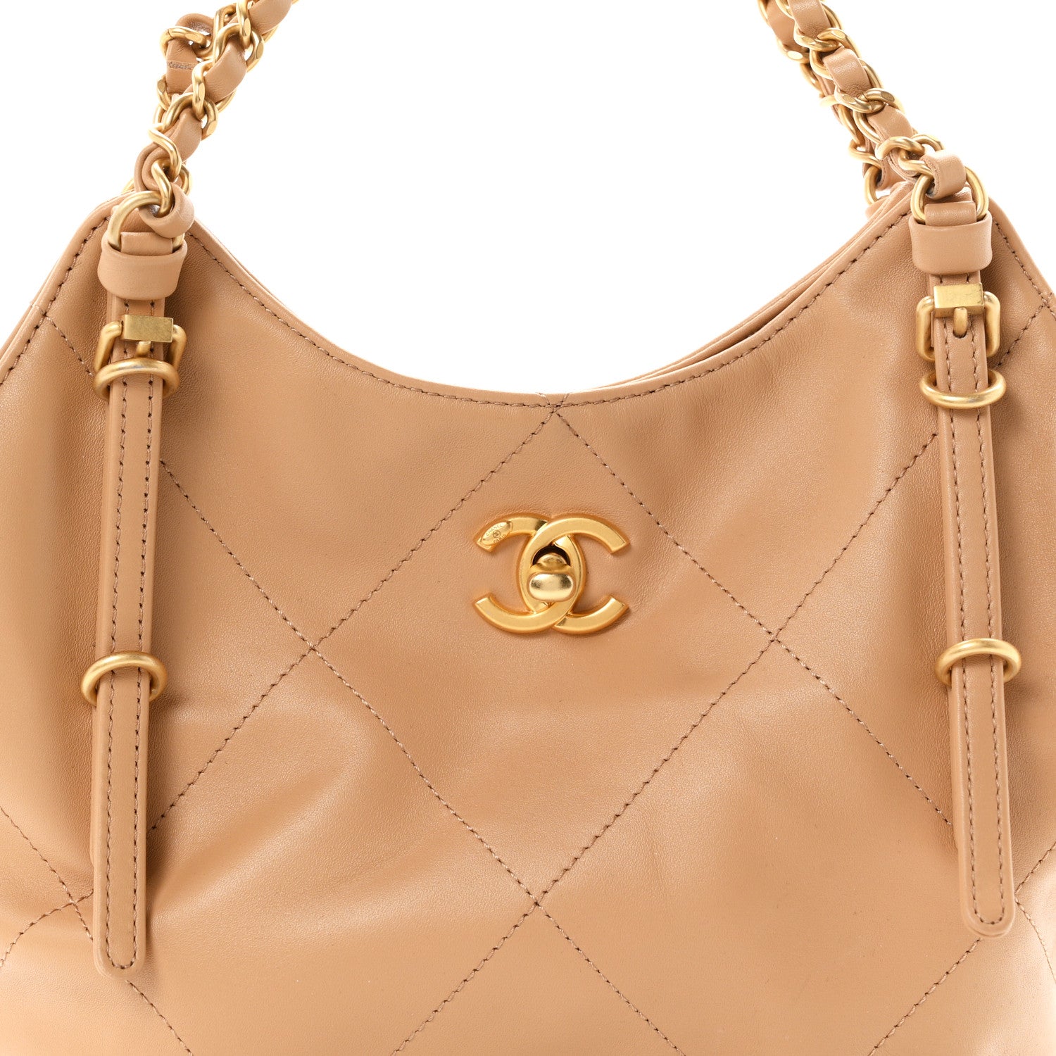 Chanel Calfskin Quilted Small Shopping Bag Beige 8 of 10