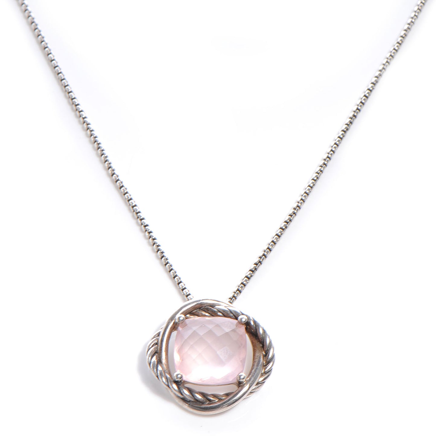 Sterling Silver Infinity Rose Quartz Necklace