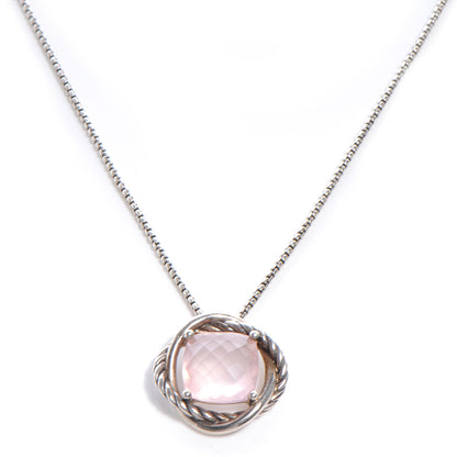 David Yurman Sterling Silver Infinity Rose Quartz Necklace 1 of 5