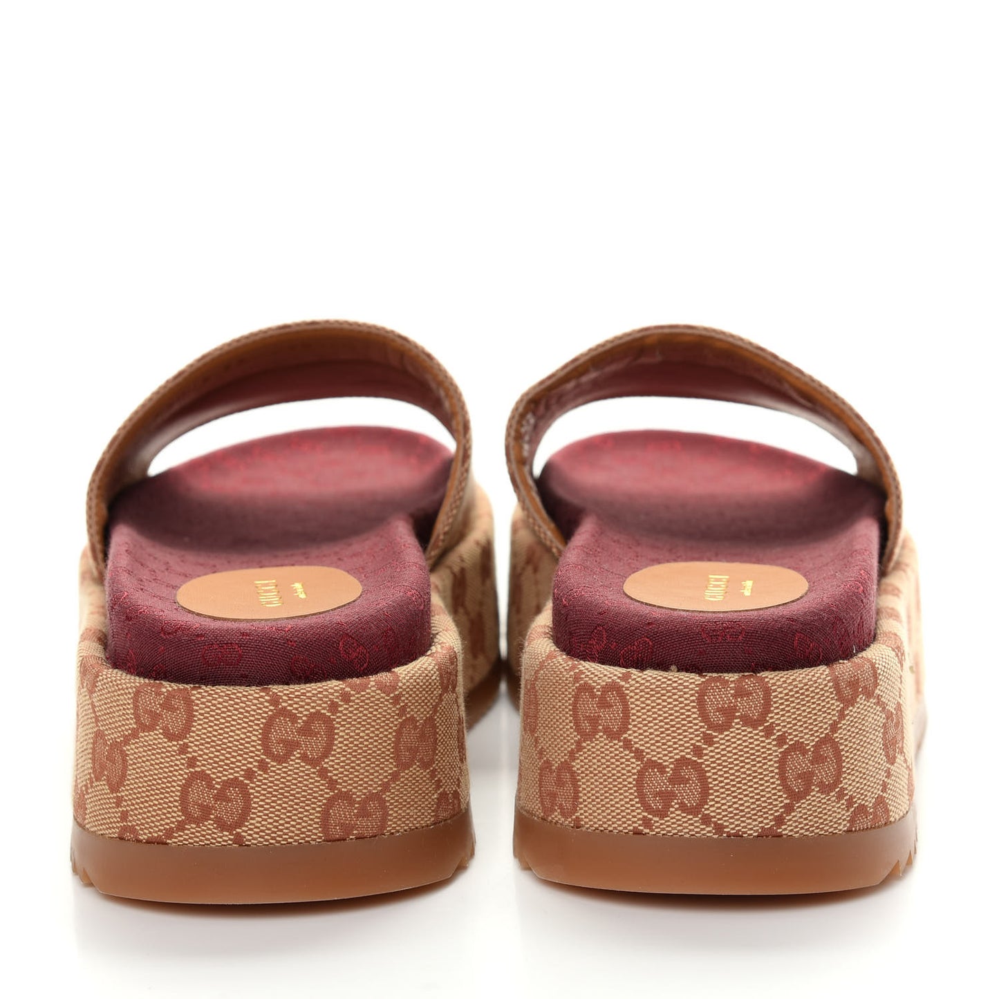 Canvas GG Monogram Angelina Platform Slide Sandals 38 Beige Ruggine