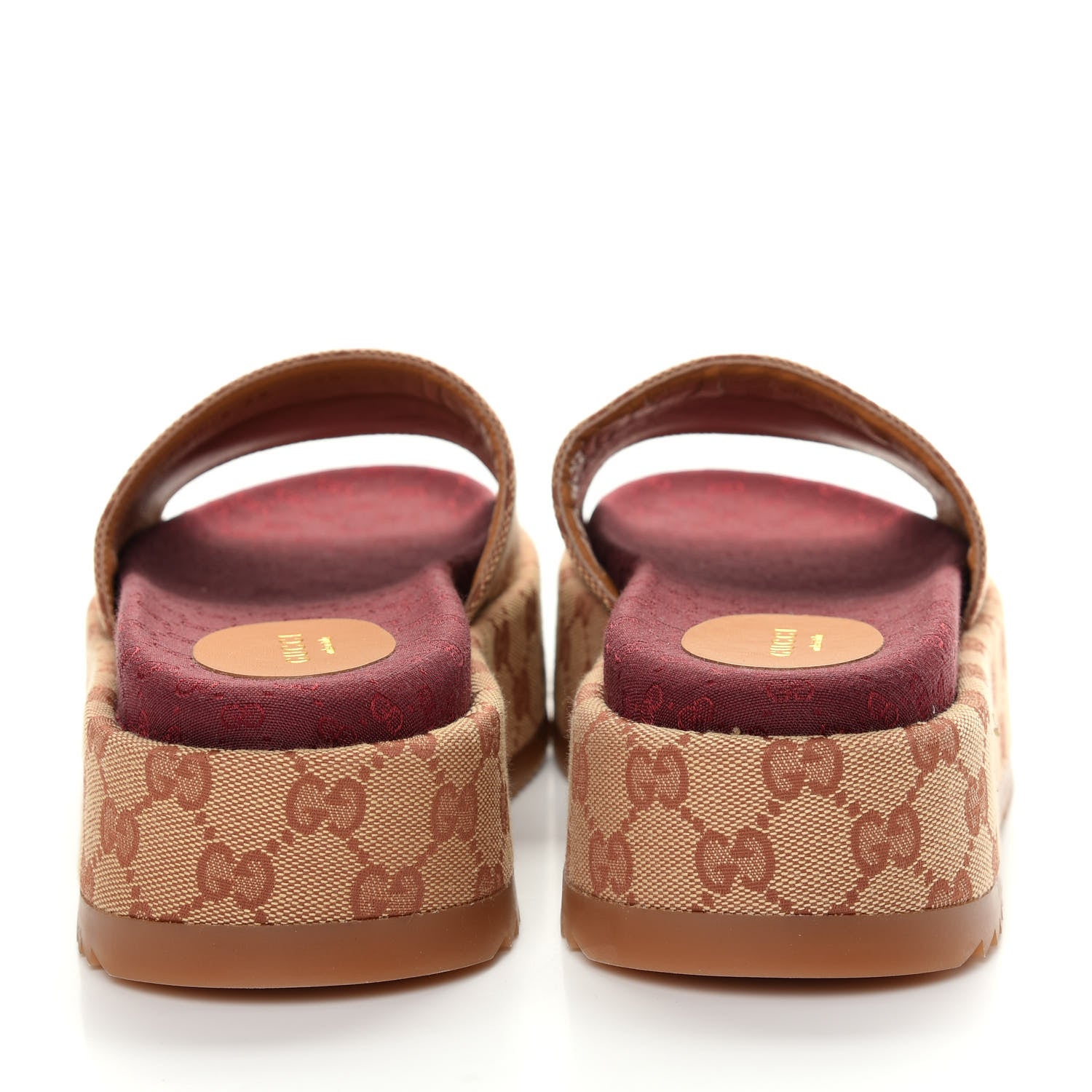 Gucci Canvas GG Monogram Angelina Platform Slide Sandals 38 Beige Ruggine 7 of 10