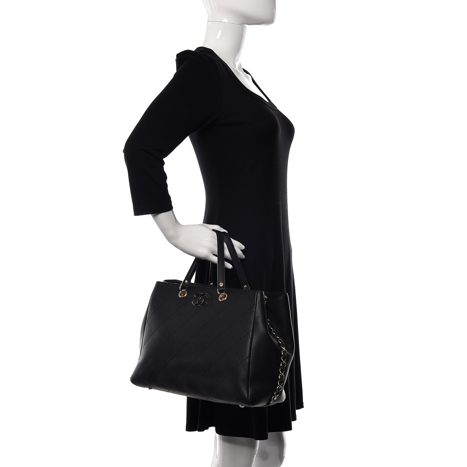 Chanel Bullskin Stitched Medium Shopping Bag Black 2 of 11