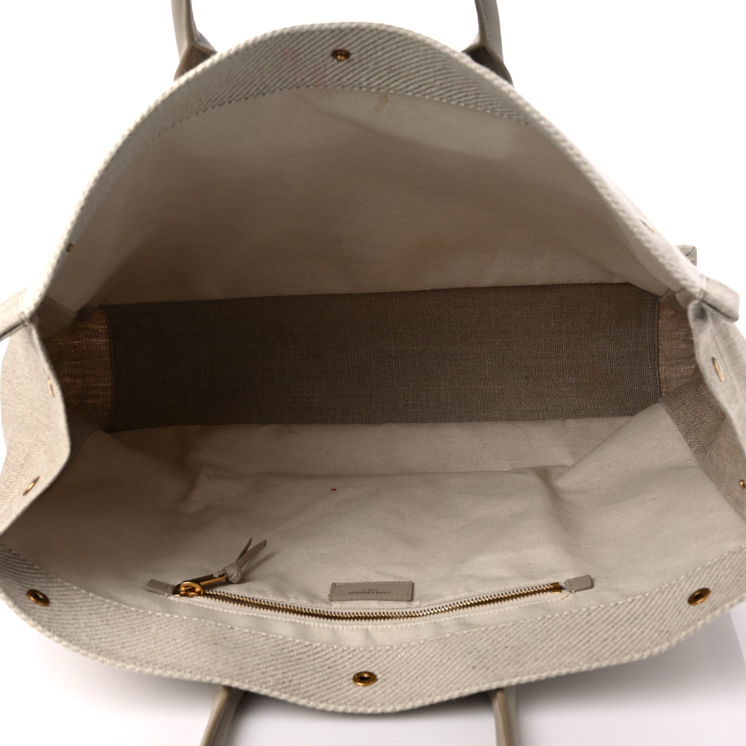 Saint Laurent Linen Calfskin Rive Gauche Tote Beige Sea Salt 5 of 16