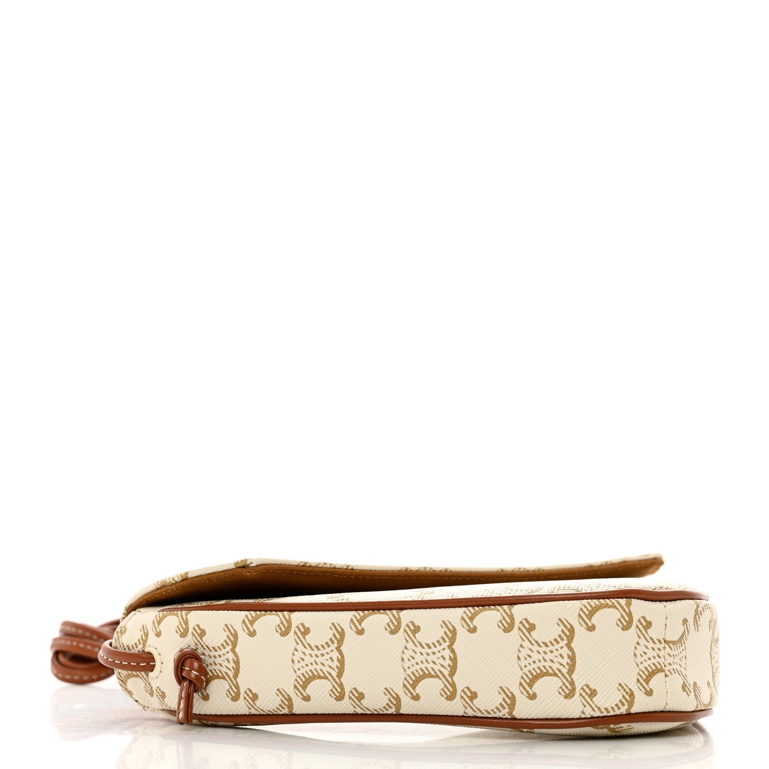 Celine Triomphe Canvas Triangle Crossbody Bag White Tan 4 of 9