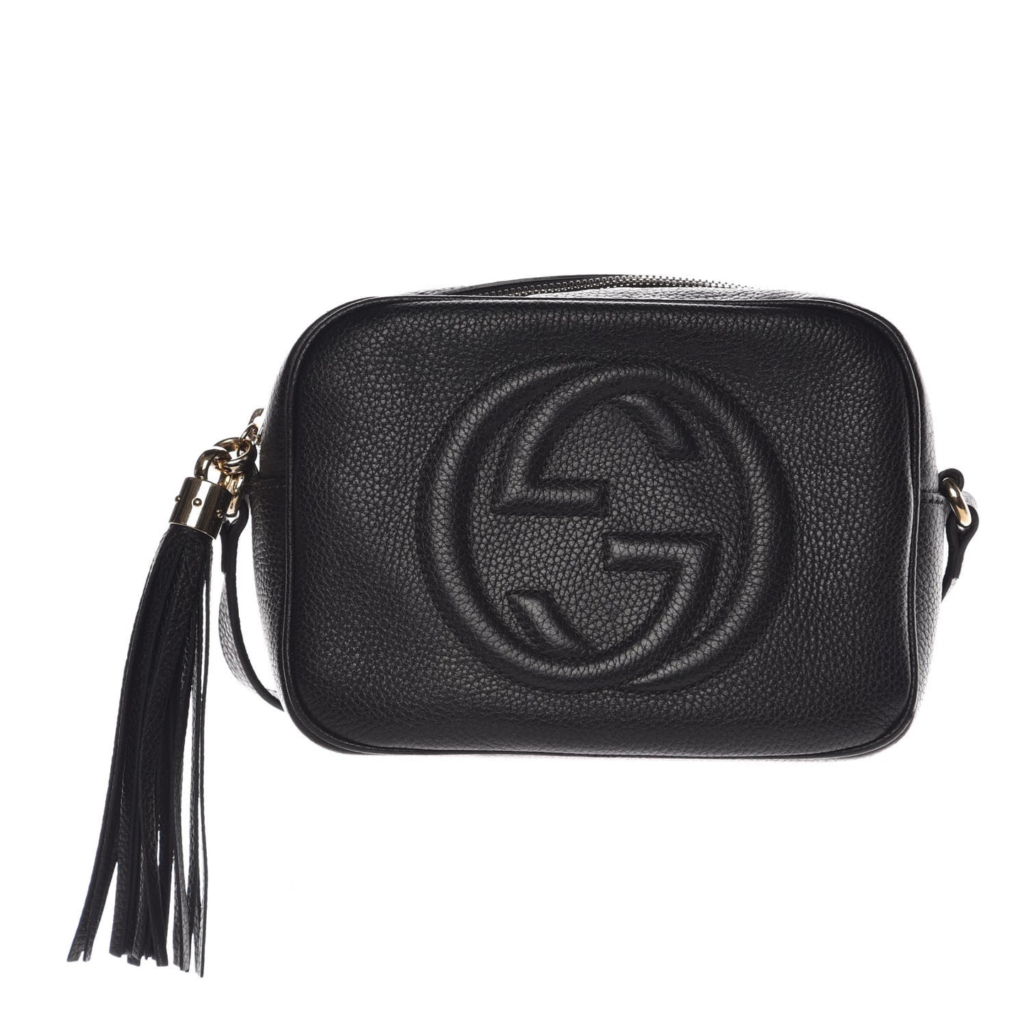 Pebbled Calfskin Small Soho Disco Bag Black
