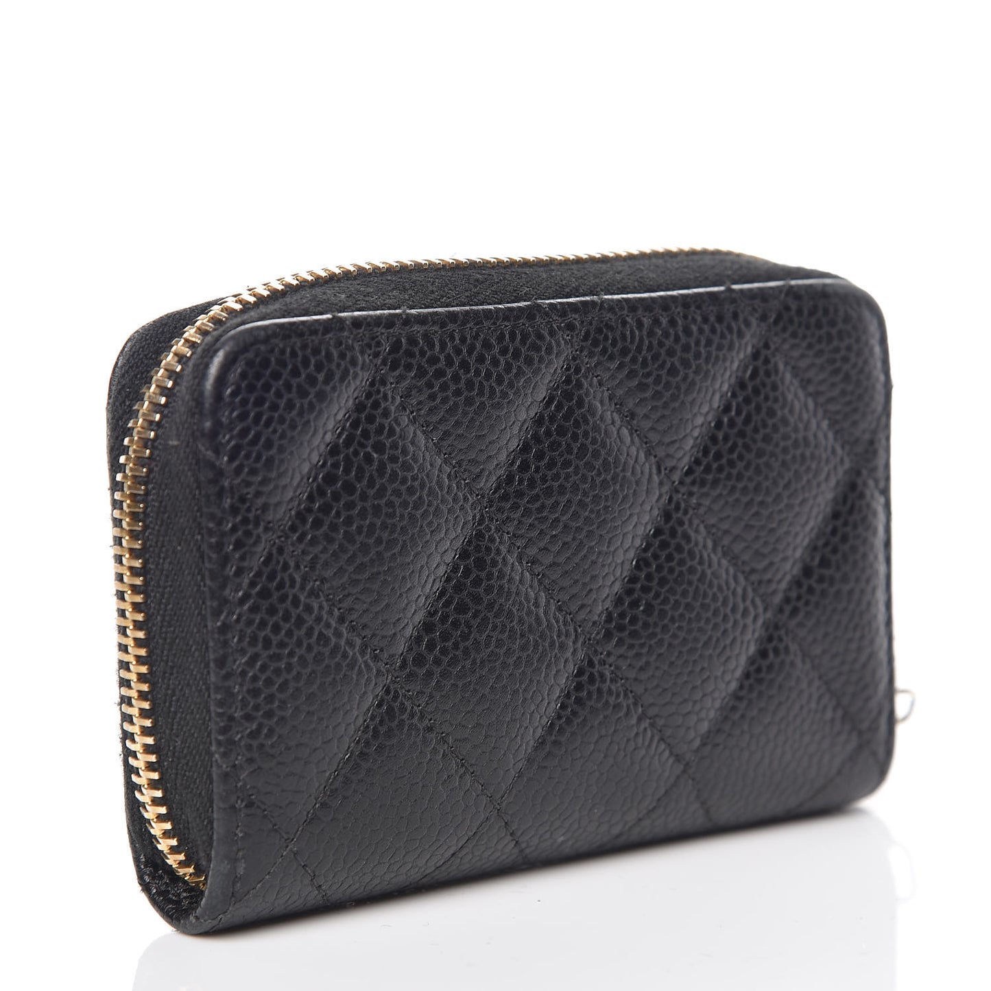 Caviar Quilted Zip Coin Purse Black