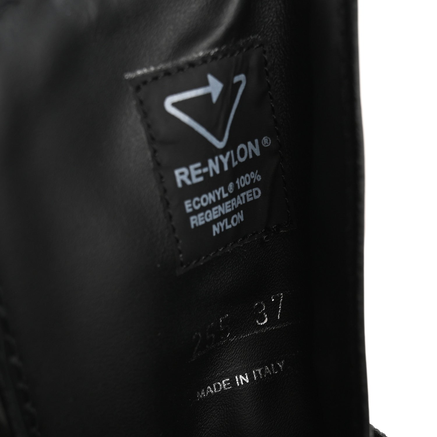 Prada Spazzolato Rois Re-Nylon Metal Triangle Logo Monolith Pouch Pocket 55mm Boots 37 Black 9 of 16