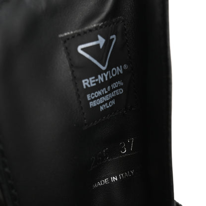 Prada Spazzolato Rois Re-Nylon Metal Triangle Logo Monolith Pouch Pocket 55mm Boots 37 Black 9 of 16