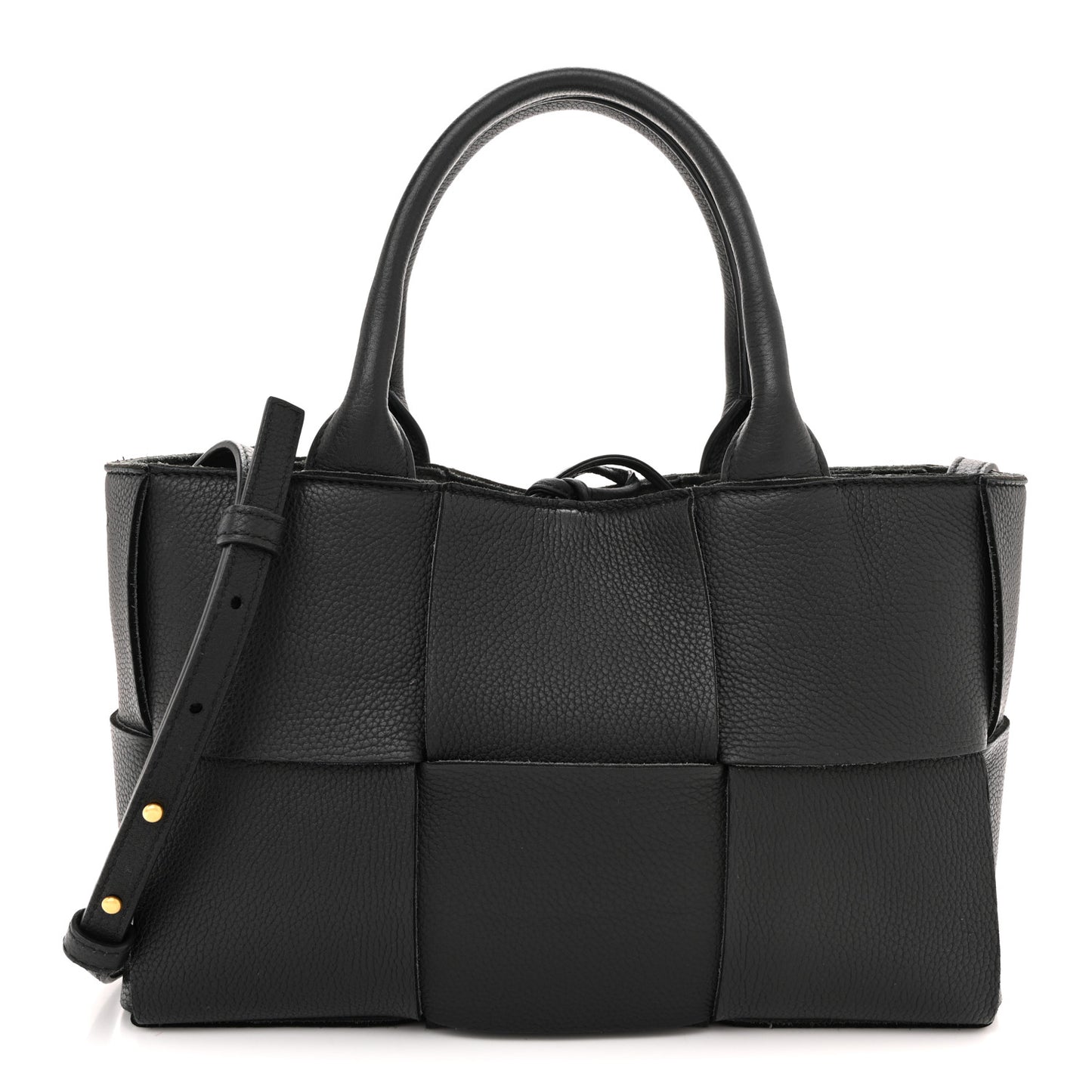 Grained Calfskin Maxi Intrecciato Mini Arco Tote Black