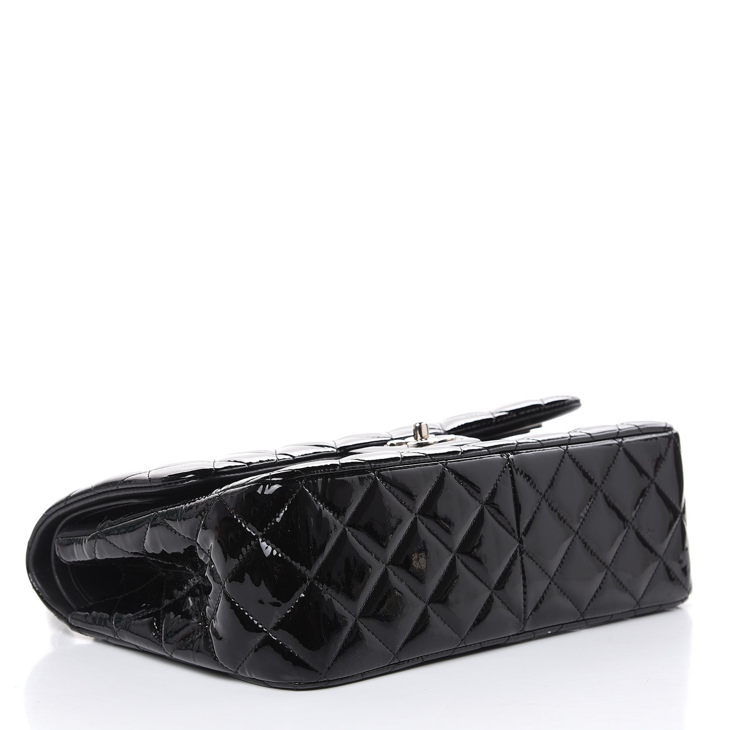 Patent Quilted Jumbo Double Flap Black