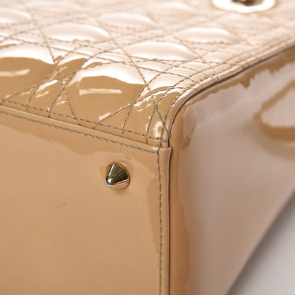Christian Dior Patent Cannage Medium Lady Dior Beige 9 of 11
