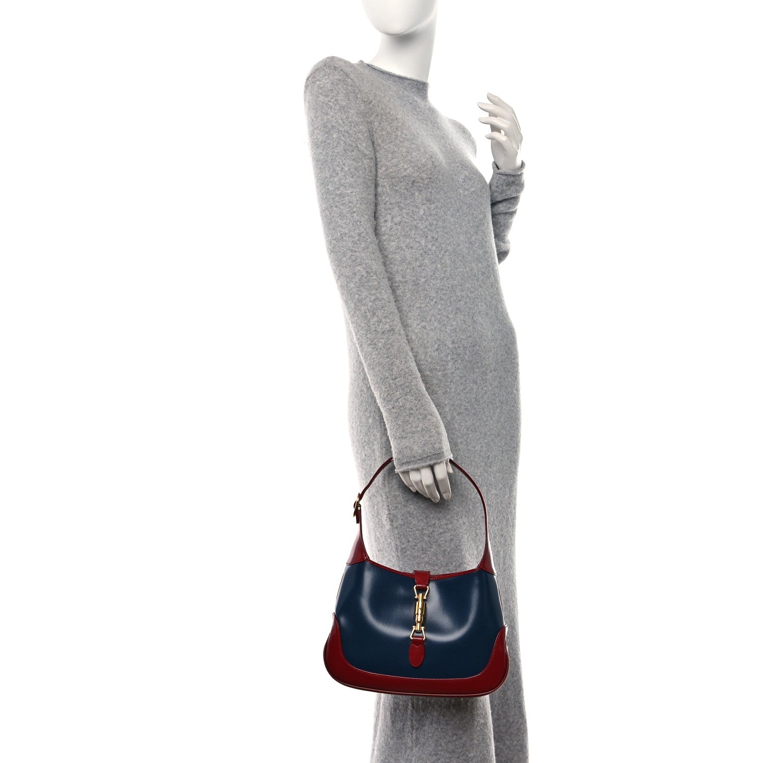 Gucci Boarded Dyana Lux Calfskin Bi-Color Small Jackie 1961 Hobo Burgundy Navy 2 of 9