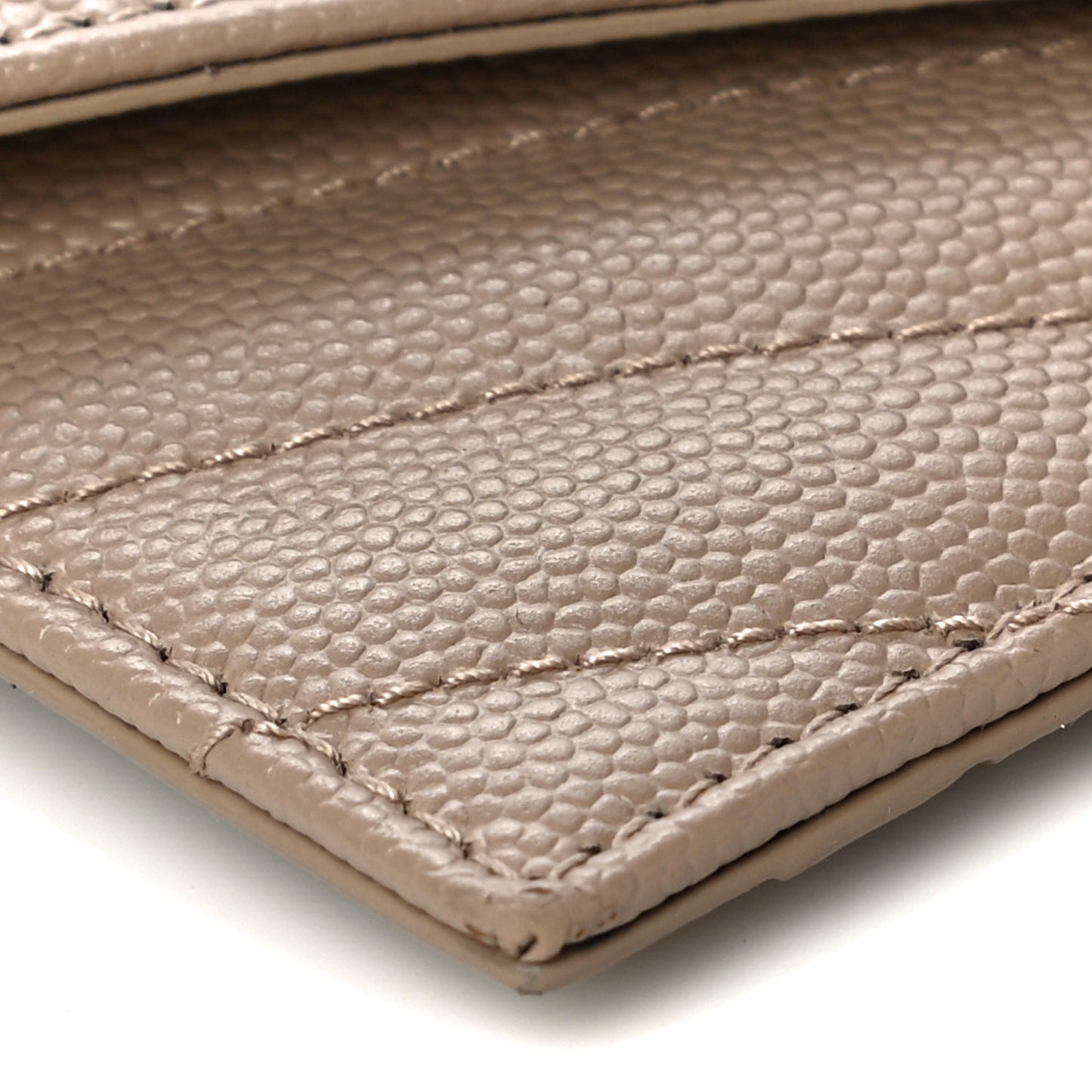 Grain De Poudre Matelasse Chevron Monogram Compact Wallet Case Dark Beige