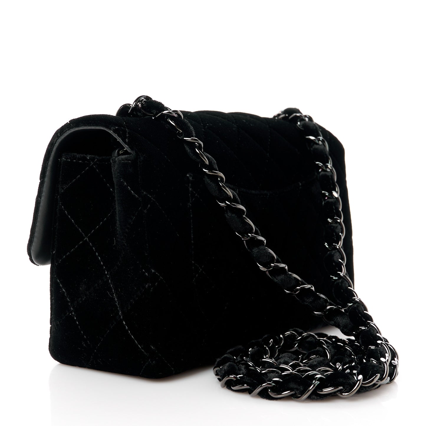 Velvet Quilted Mini Rectangular Flap So Black