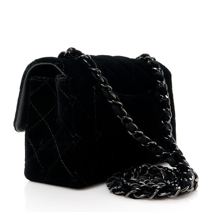 Chanel Velvet Quilted Mini Rectangular Flap So Black 4 of 13