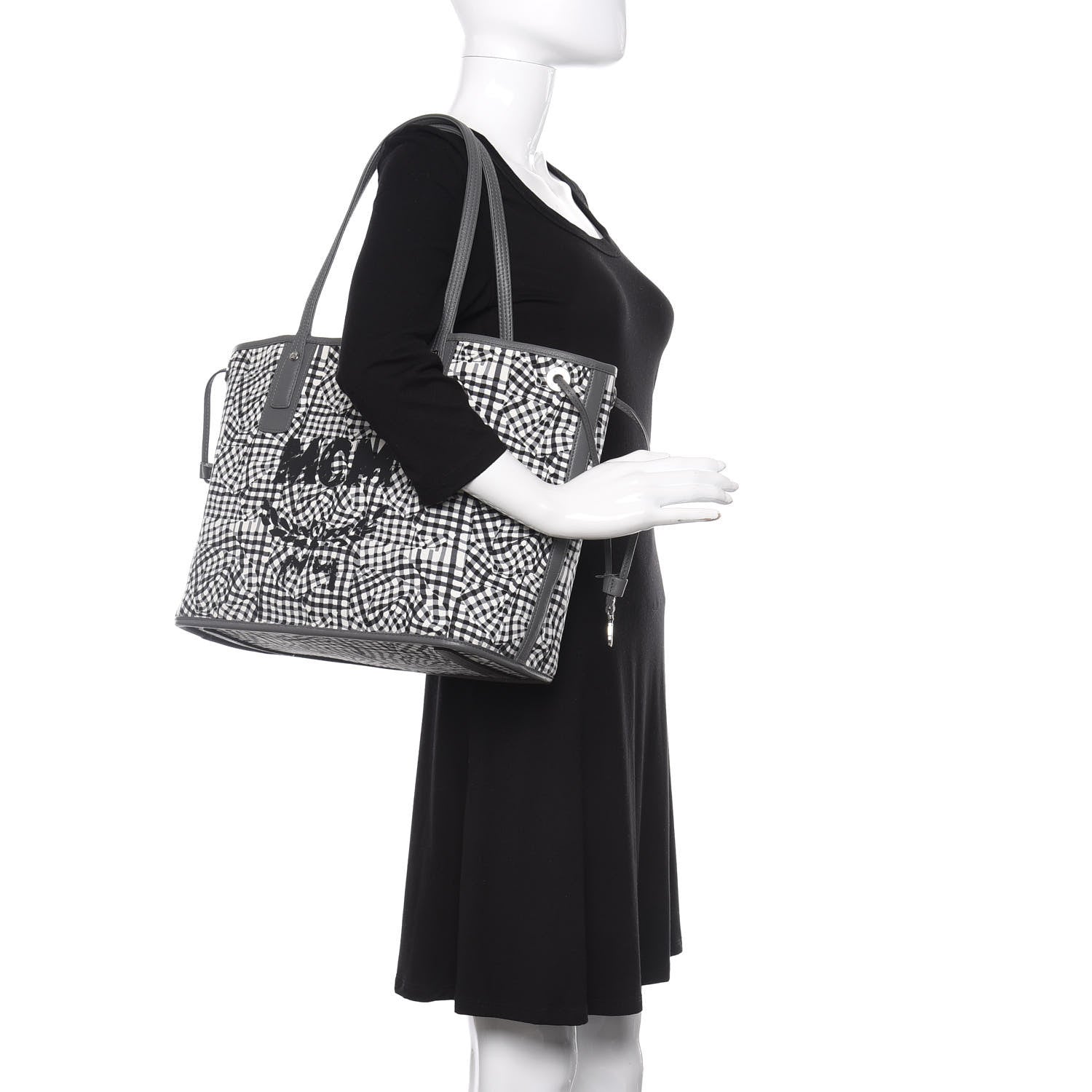 MCM Visetos Medium Liz Reversible Shopper Tote Phantom Grey 2 of 15