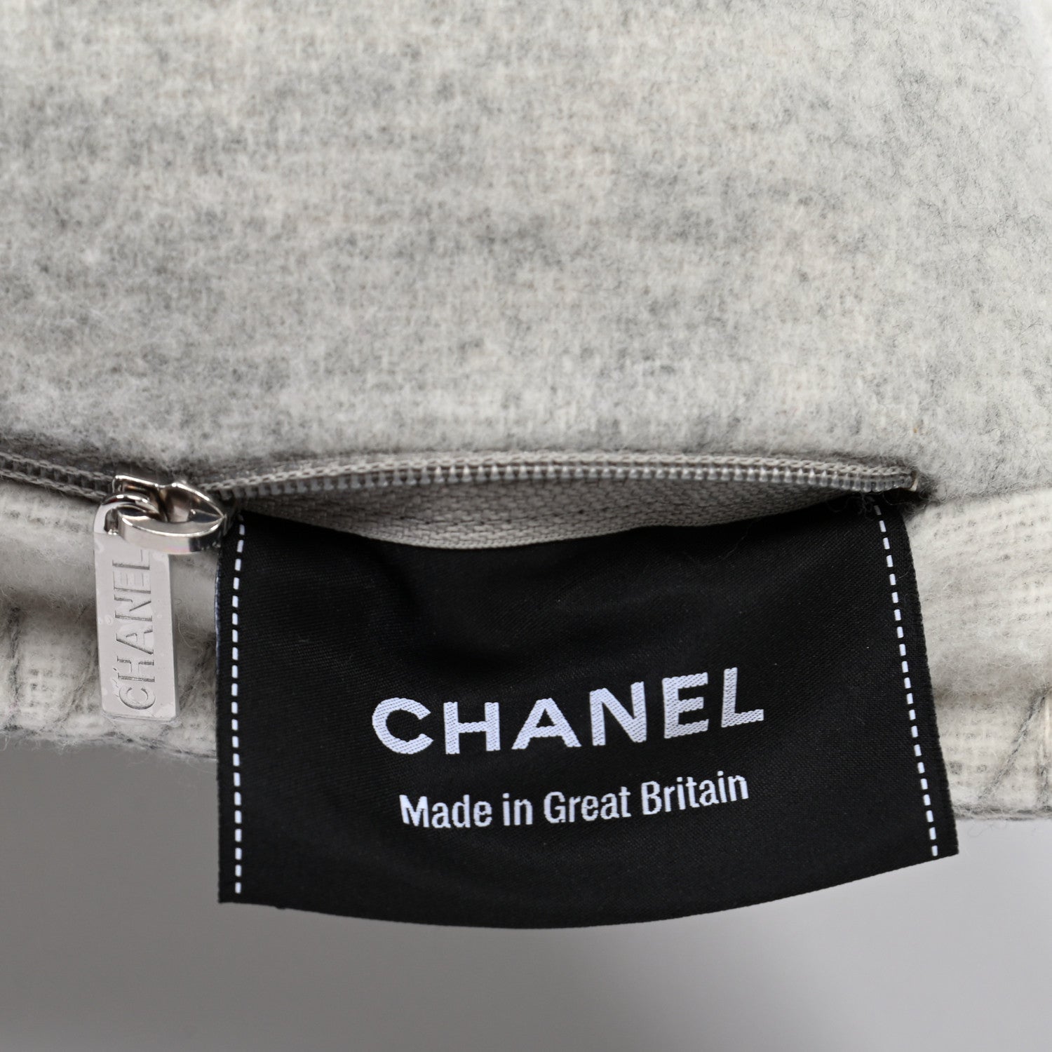 Chanel Merino Wool Cashmere CC Pillow Grey Off White 5 of 6
