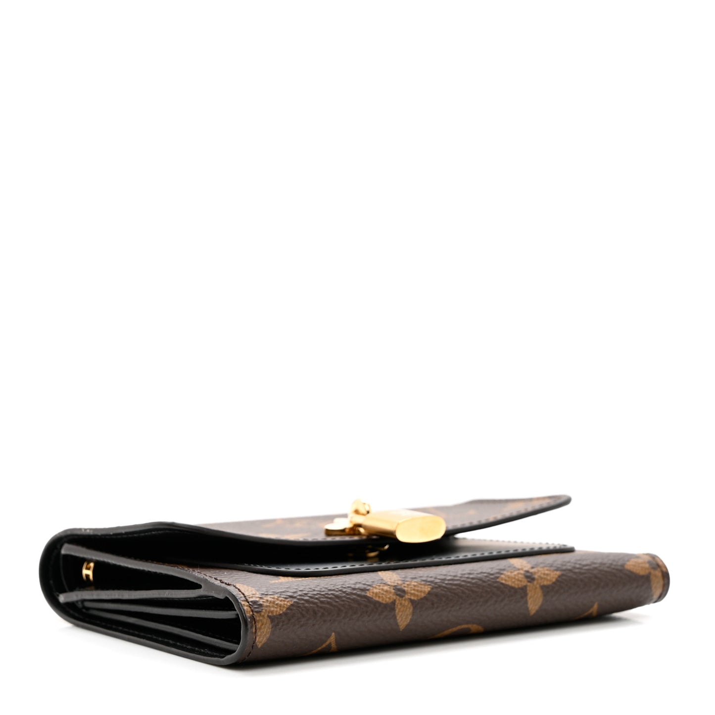 Monogram Flower Lock Compact Wallet Black