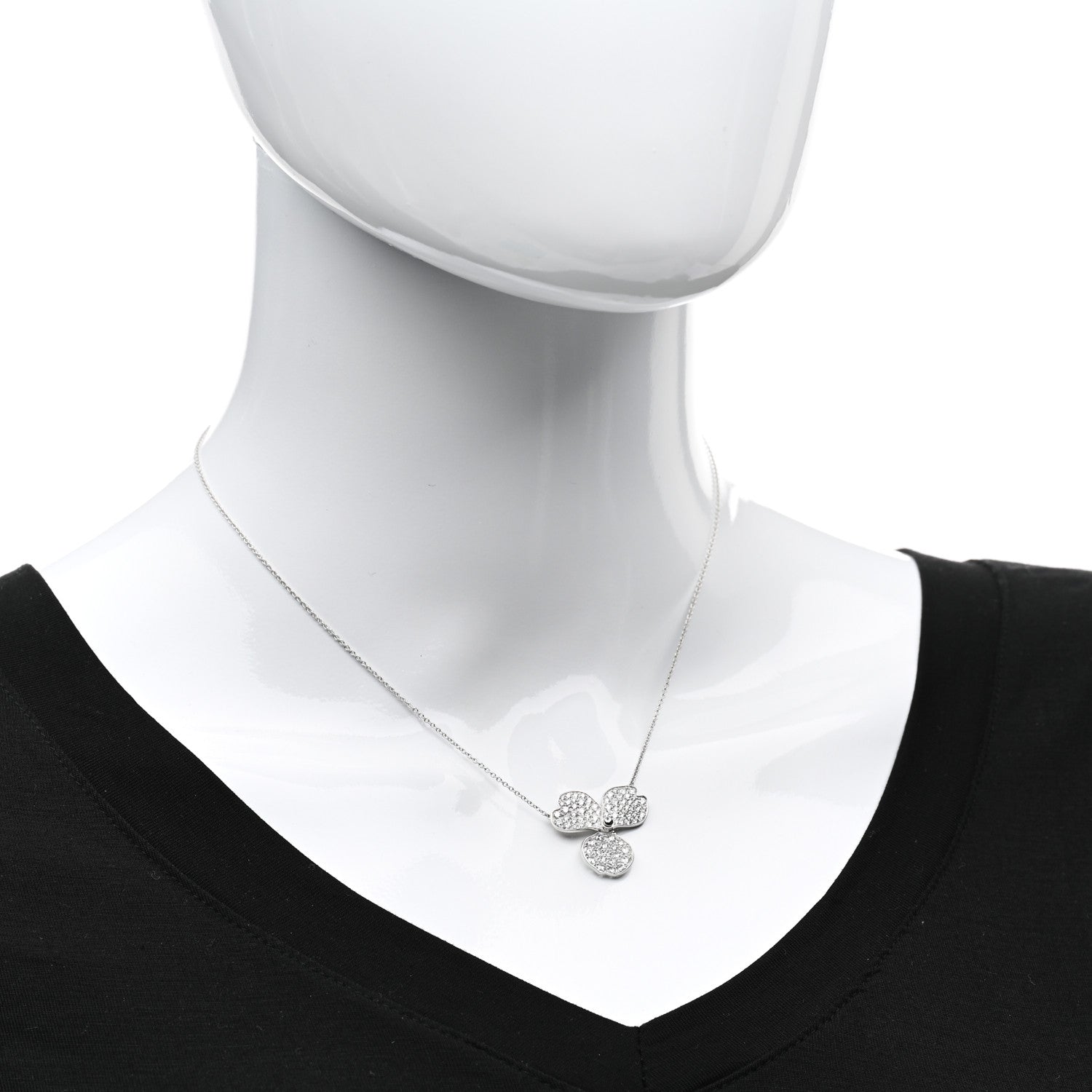 Tiffany Platinum Diamond Large Paper Flowers Pave Pendant Necklace 2 of 5
