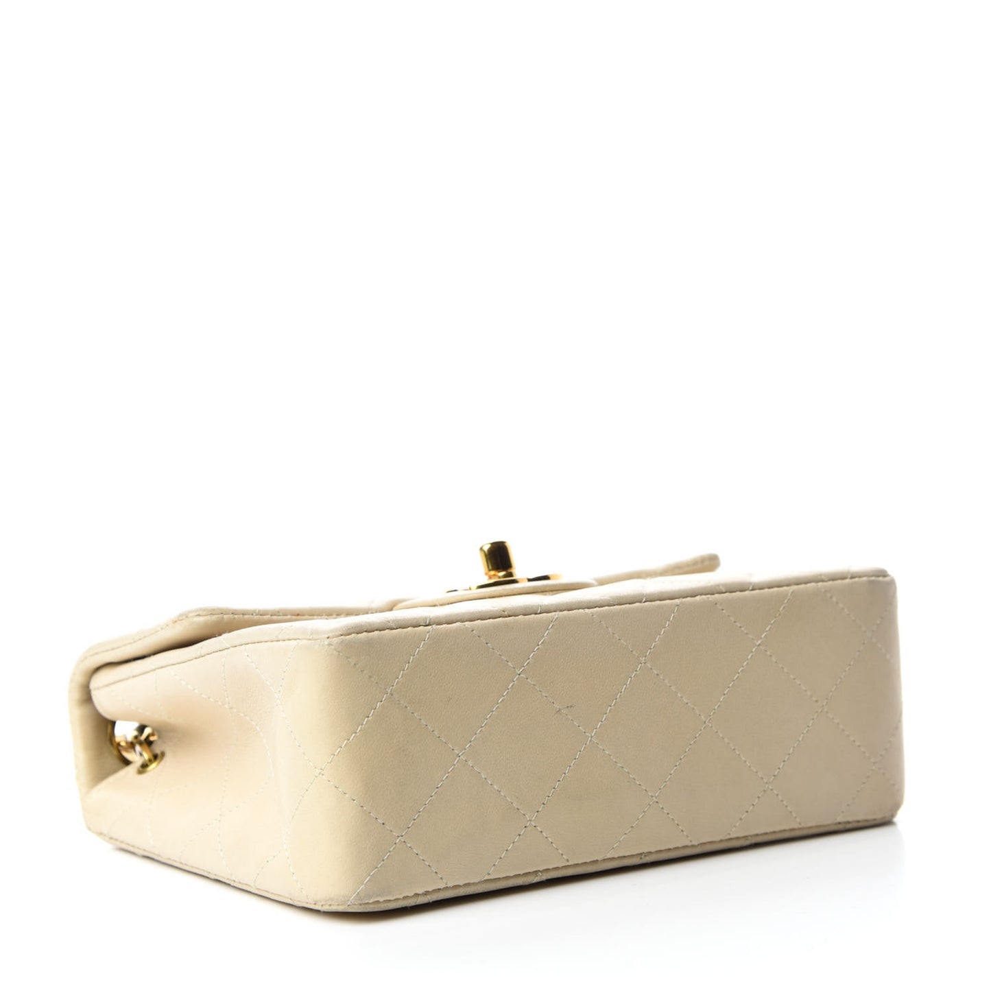 Lambskin Quilted Mini Square Flap Beige