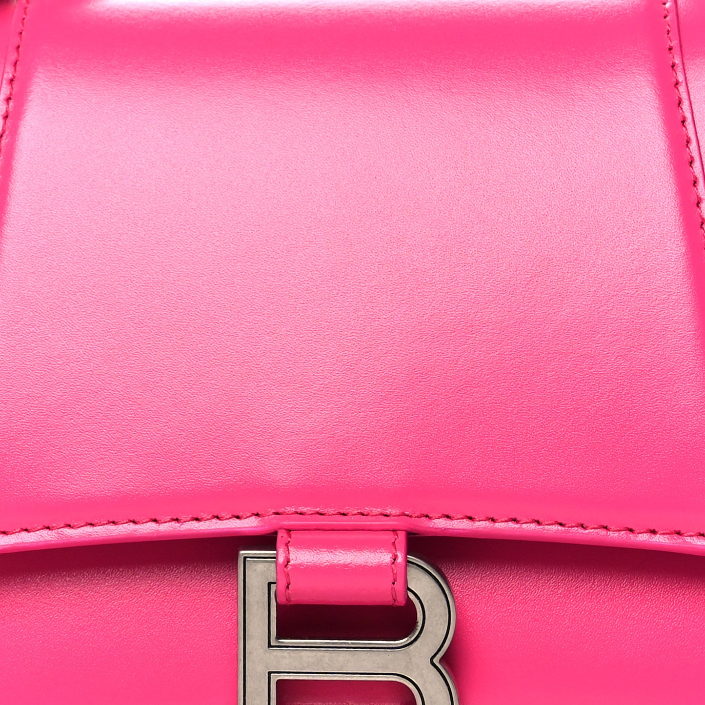 Shiny Box Calfskin Small Hourglass Top Handle Bag Acid Fuchsia