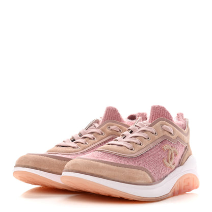 Chanel Suede Calfskin Stretch Fabric CC Sneakers 40.5 Pink 3 of 19