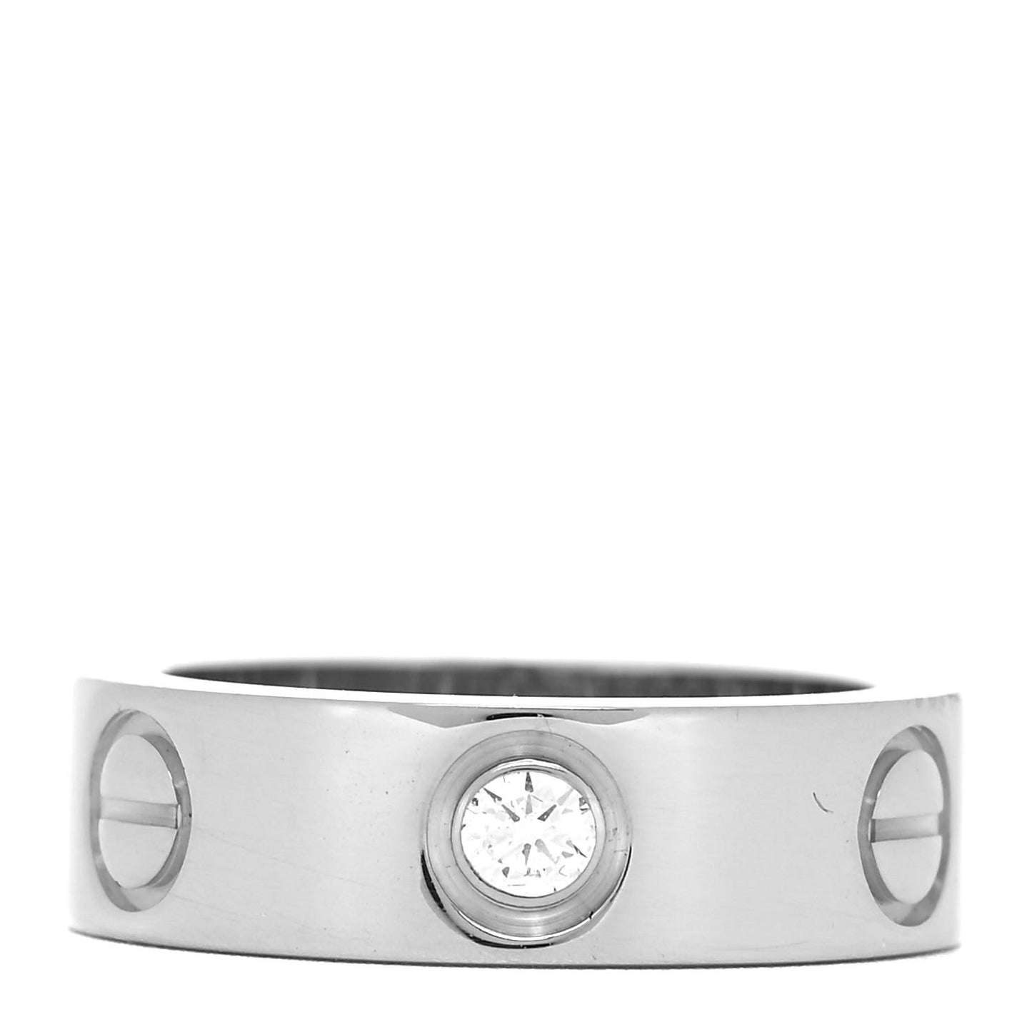18K White Gold 3 Diamond 5.5mm LOVE Ring 47 4