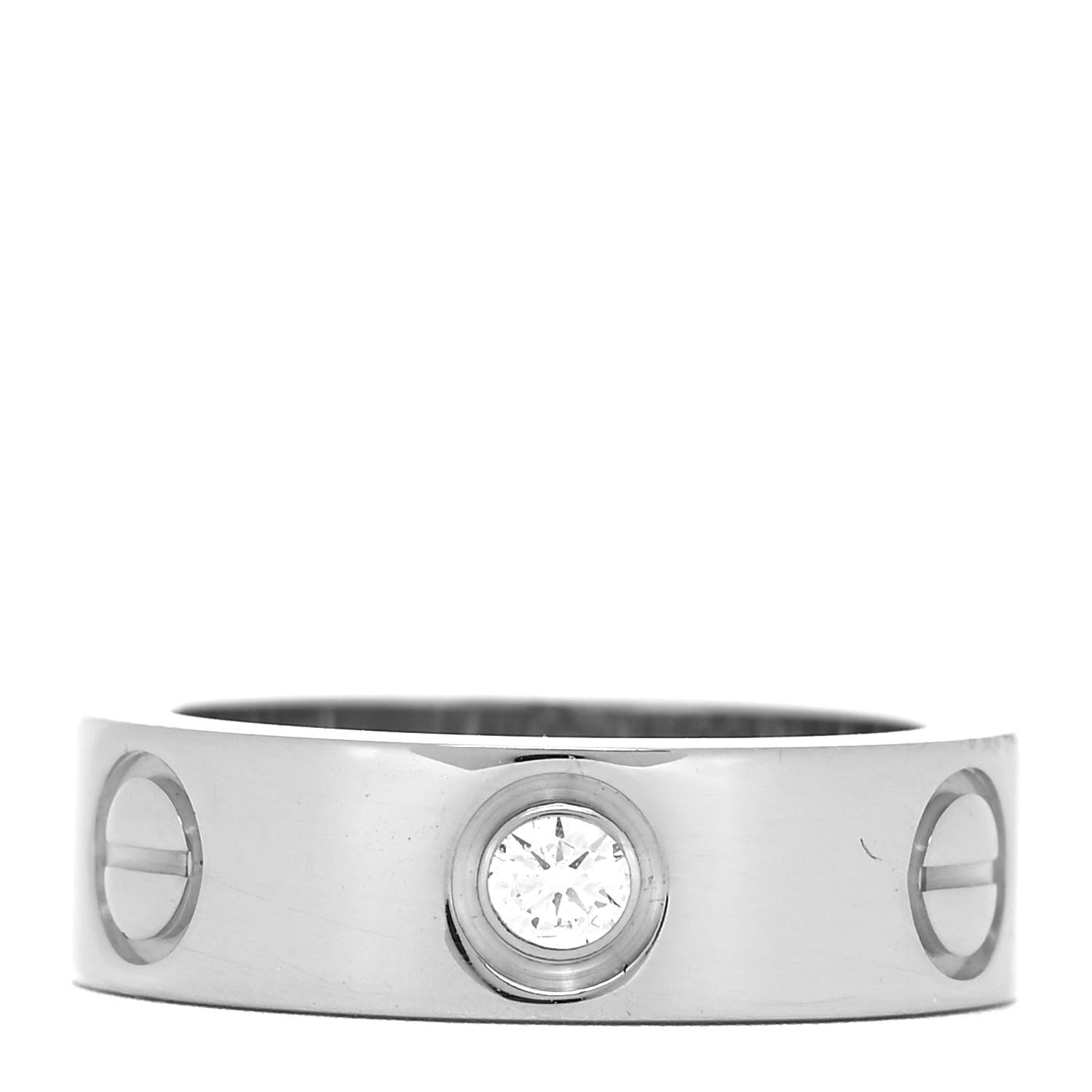Cartier 18K White Gold 3 Diamond 5.5mm LOVE Ring 47 4 1 of 4
