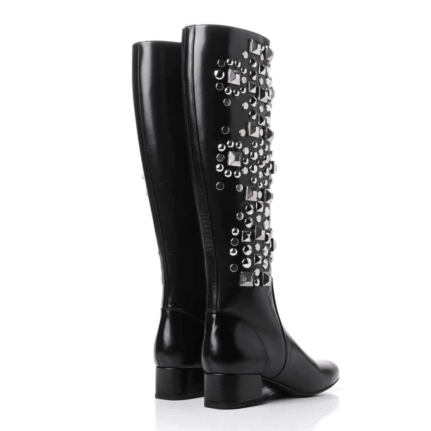 Ketta Studded Babies 40 Brod Knee High Boots 36.5 Black