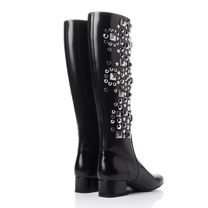 Saint Laurent Ketta Studded Babies 40 Brod Knee High Boots 36.5 Black 4 of 10