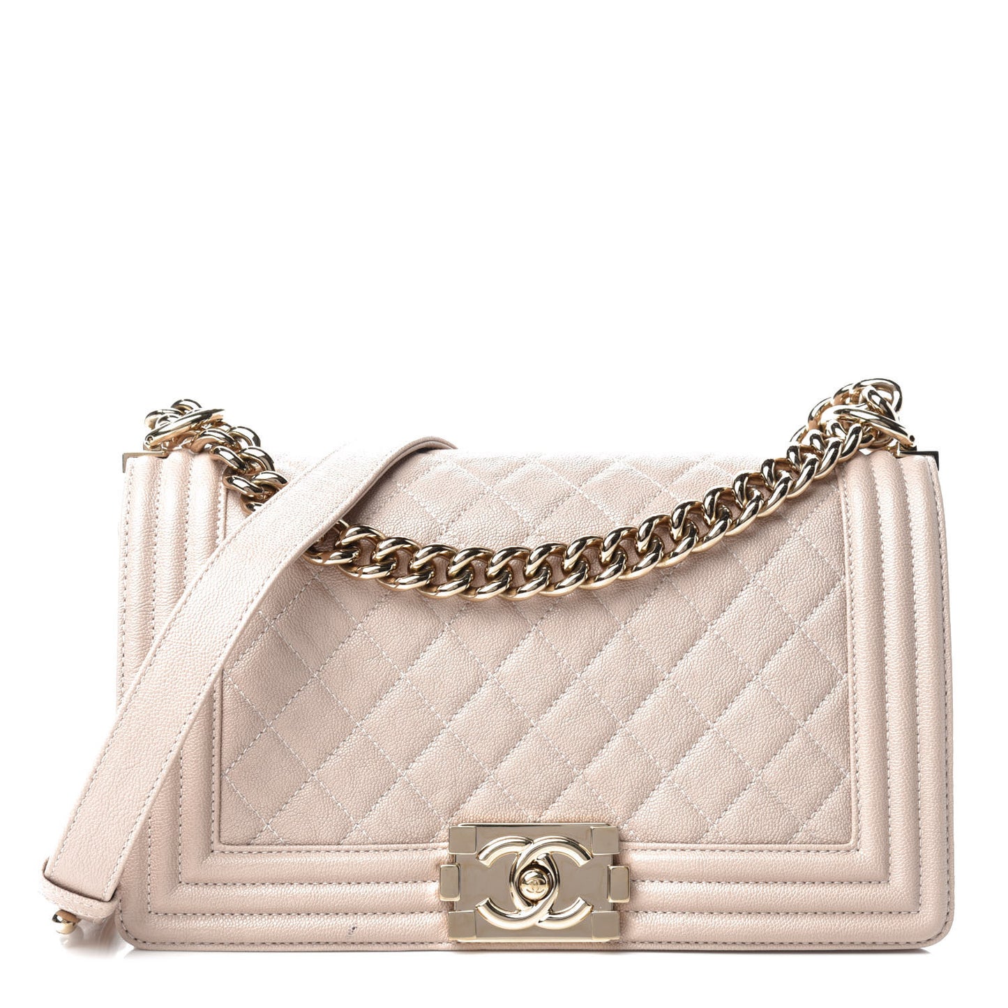 Caviar Quilted Medium Boy Flap Beige