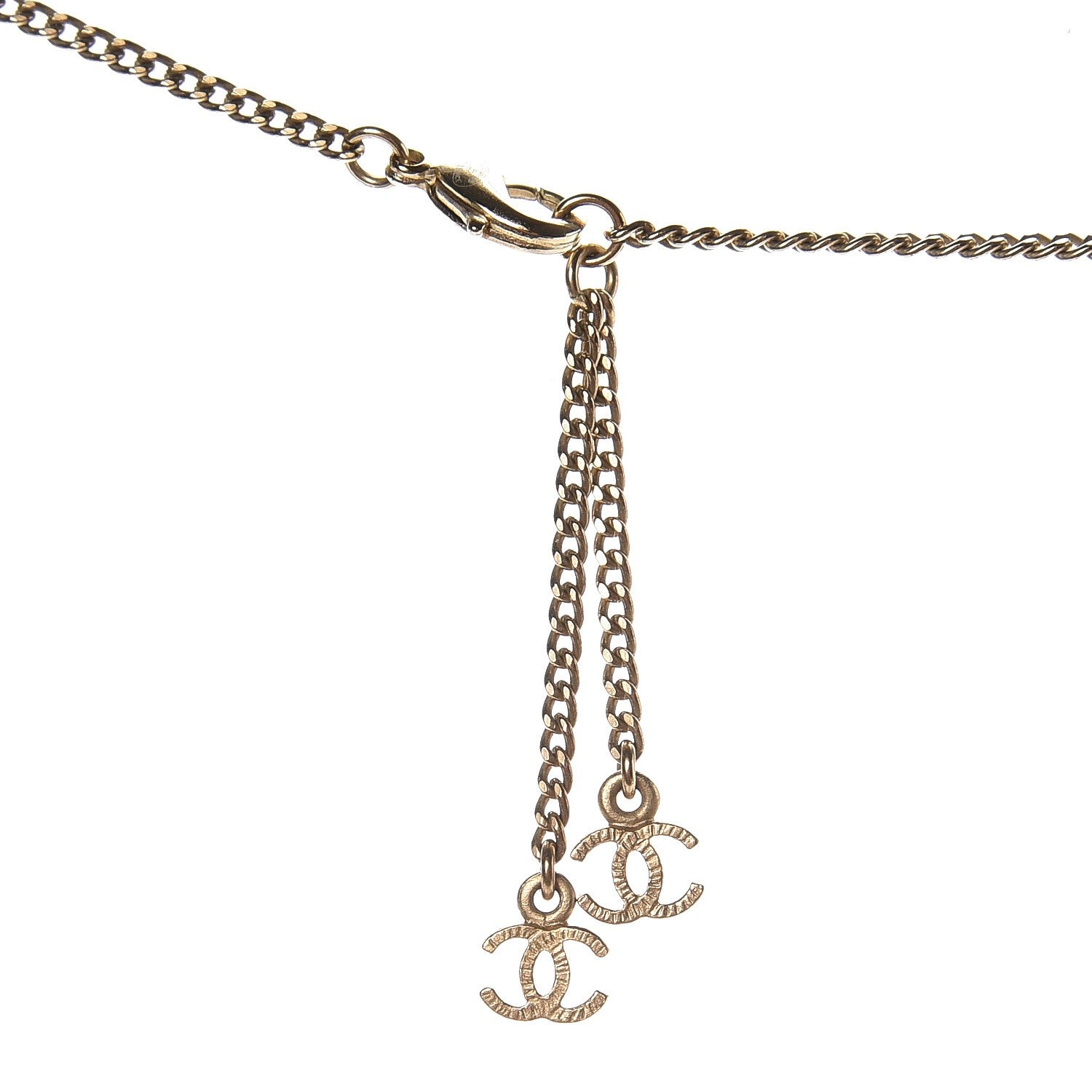 Chanel Crystal Enamel CC Necklace Light Gold 6 of 6