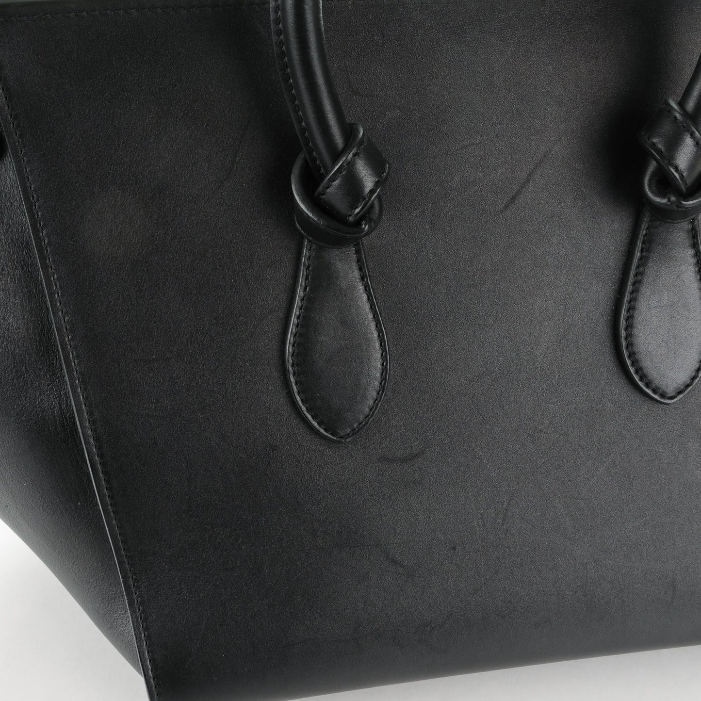 Smooth Calfskin Small Tie Knot Tote Black