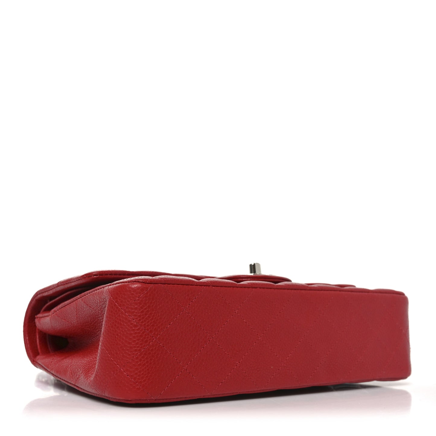 Caviar Quilted Medium Double Flap Red