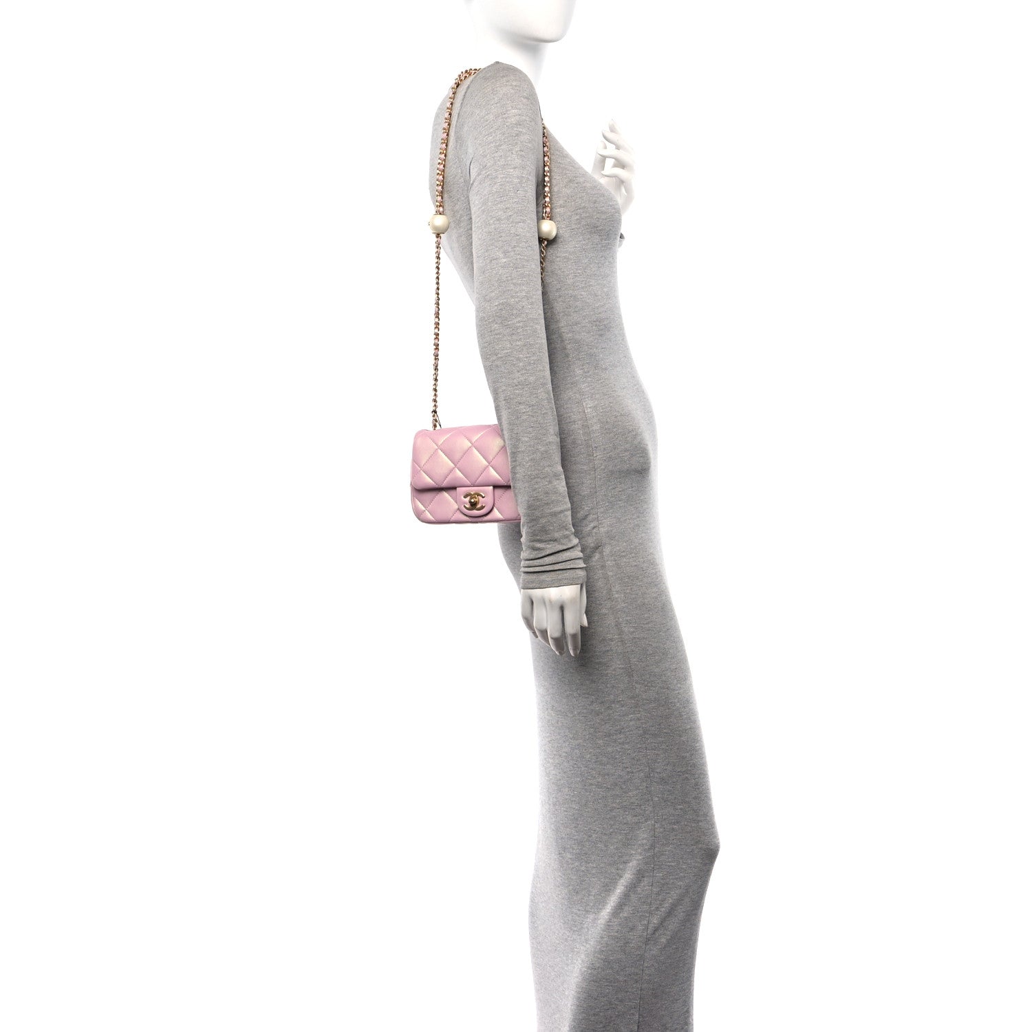 Chanel Pearly Lambskin Pearl Quilted Mini Flap Pink 2 of 12