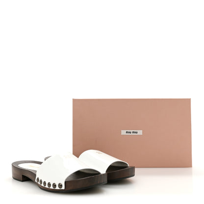 Miu Miu Vernice Logo Slide Clogs 36 White 10 of 10