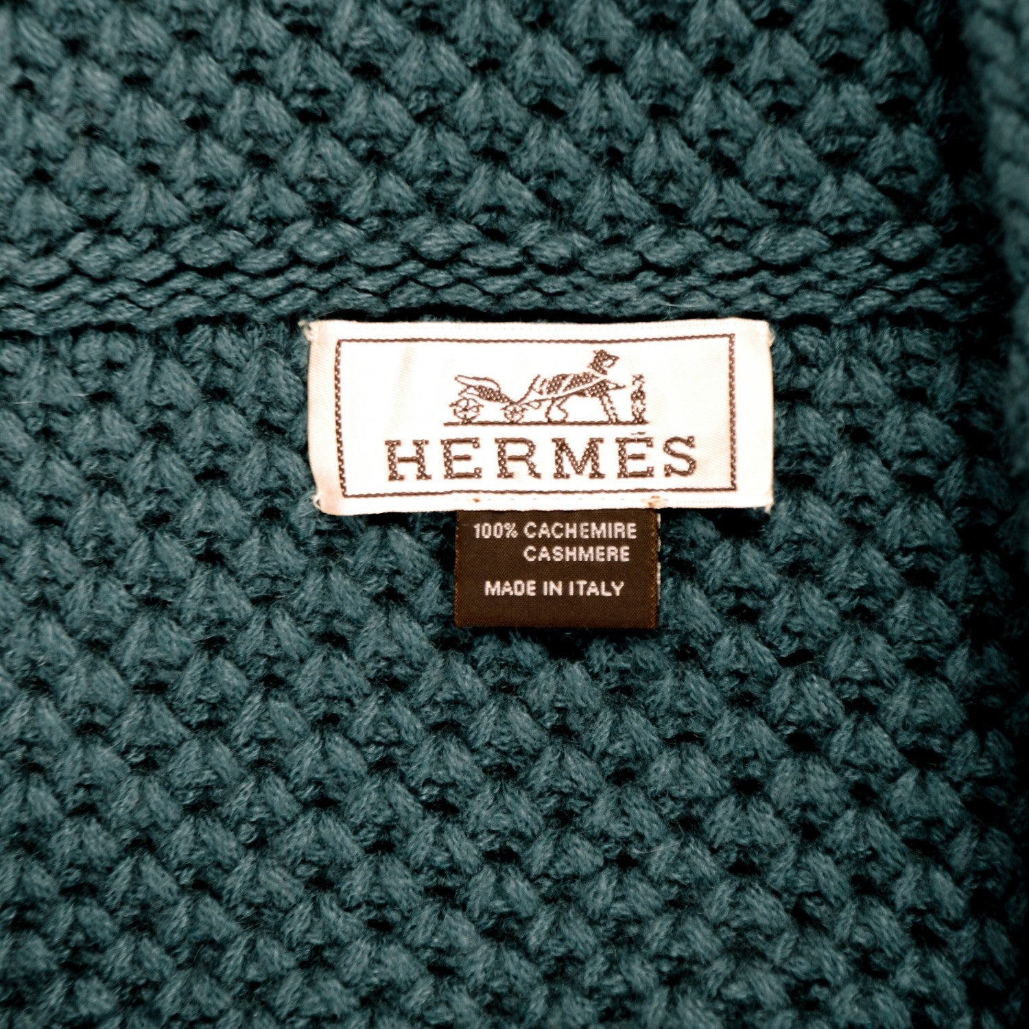 Hermes Woven Cashmere Infinity Scarf Petrol 4 of 4