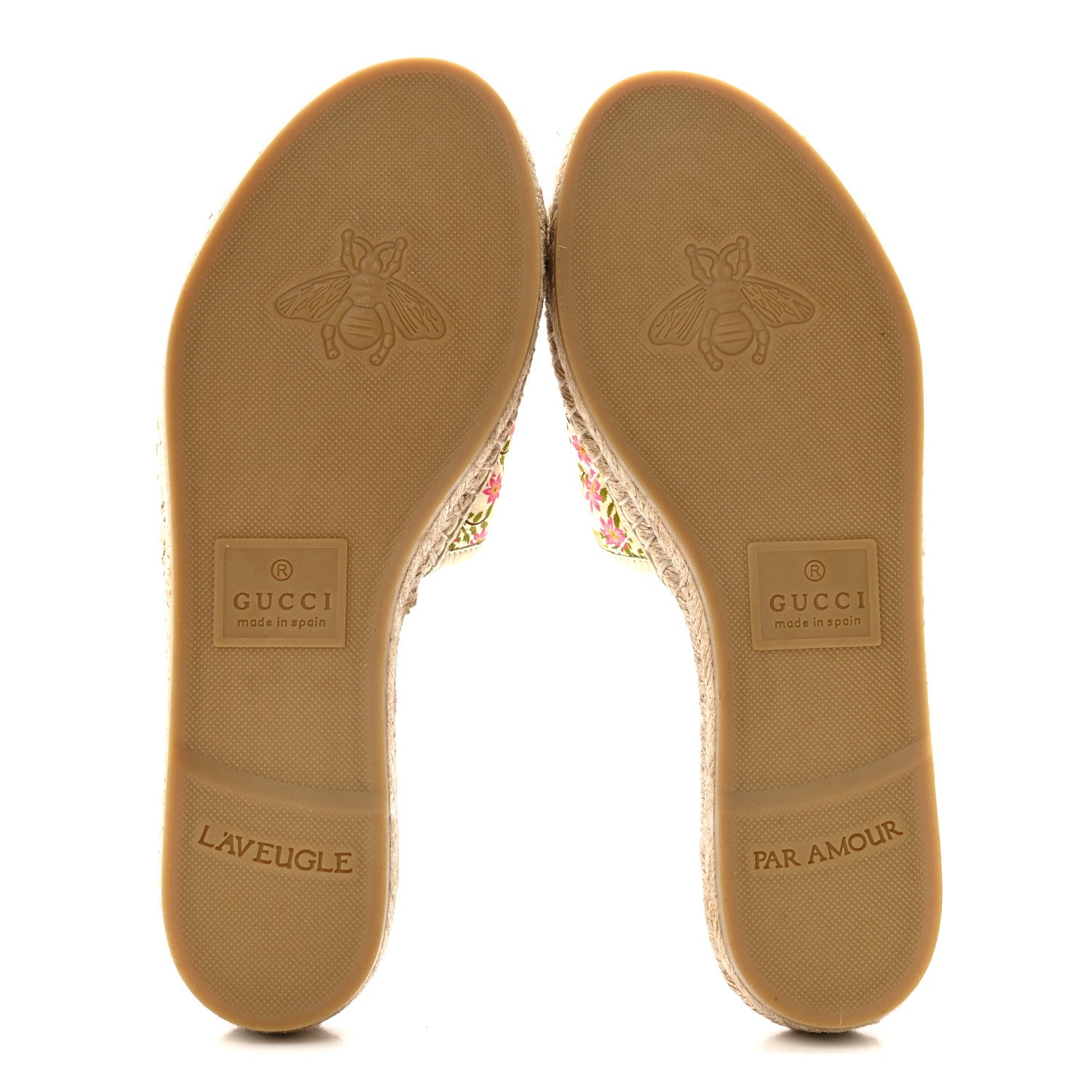 Gucci Nappa Matelasse Diagonal Floral Print GG Marmont Pilar Espadrille Slide Sandals 37.5 Ivory Pink 6 of 13