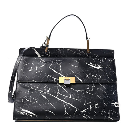 Balenciaga Calfskin Le Dix M Cartable Marble Shoulder Bag Black 1 of 5