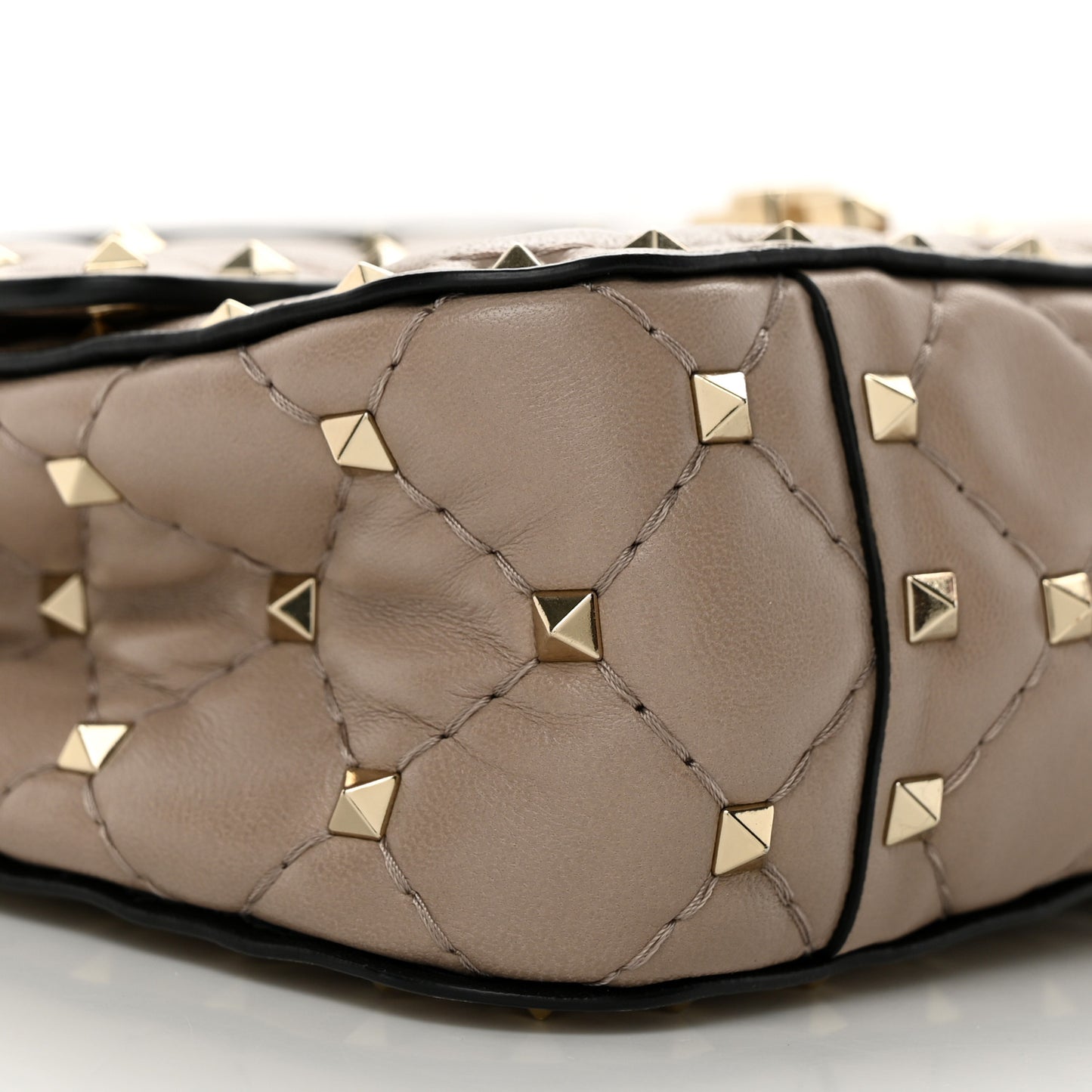 Lambskin Small Rockstud Spike Shoulder Bag Poudre
