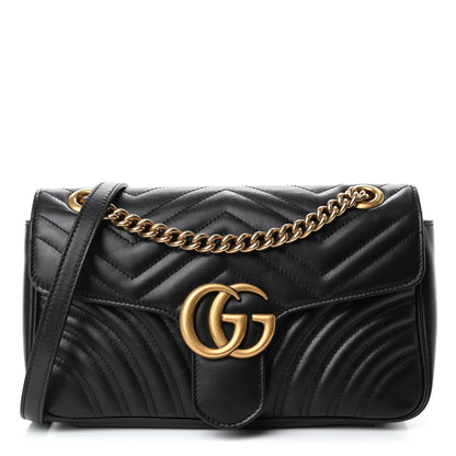 Gucci Calfskin Matelasse Small GG Marmont Shoulder Bag Black 1 of 4